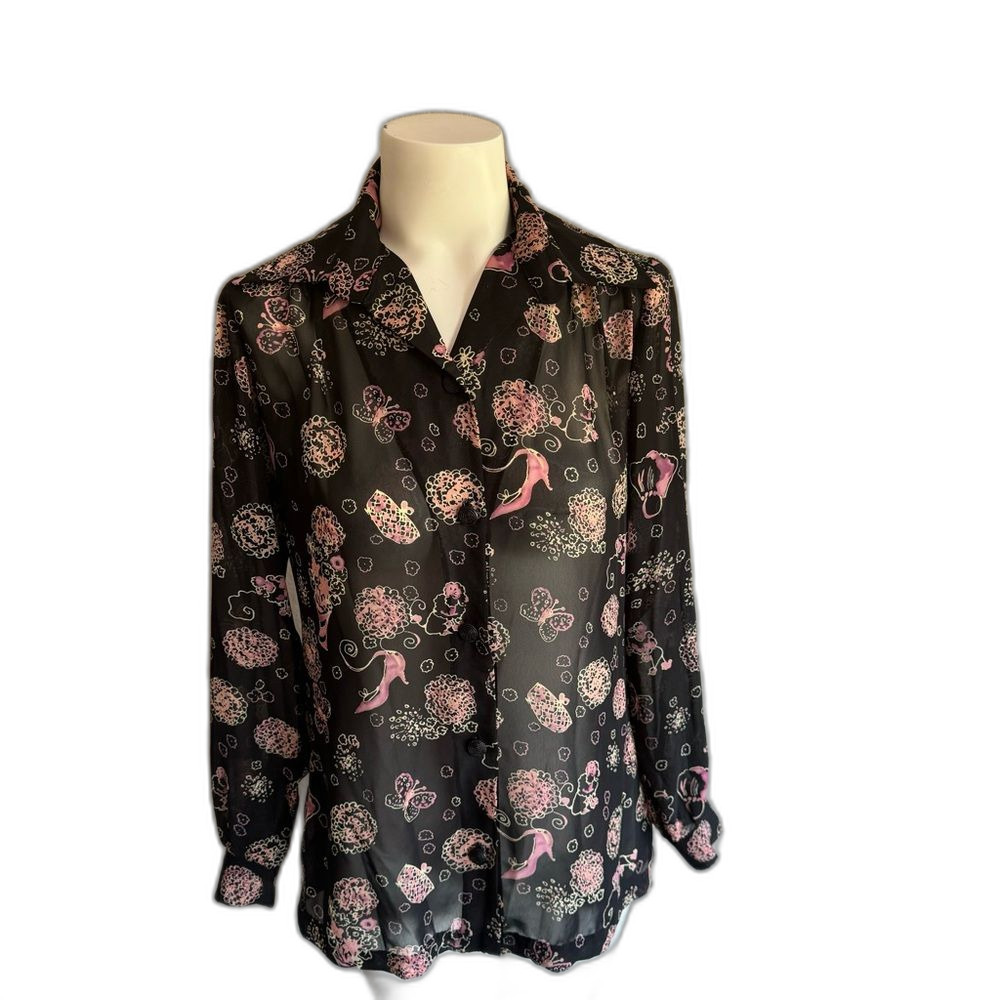 Vintage Handmade Parisian Sheer Blouse M
